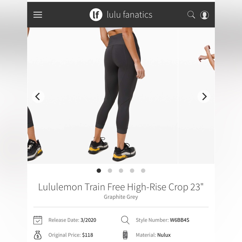 Lululemon Train Free High Rise Crop 23